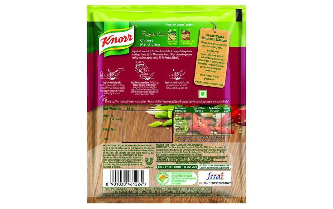 Knorr Easy To Cook, Chinese Manchurian   Pack  55 grams